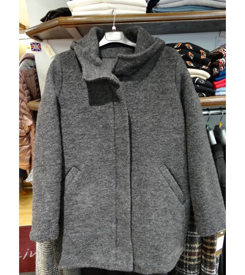 Manteau laine court gris