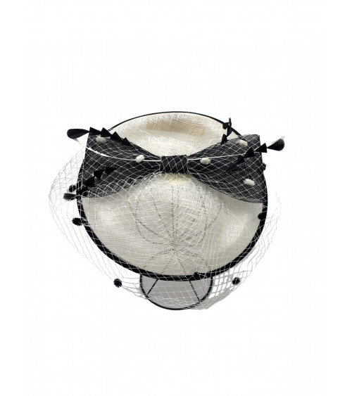 Fascinateur Bibi de cérémonie motif noeud et tulle coloris beige - Chapo & Co