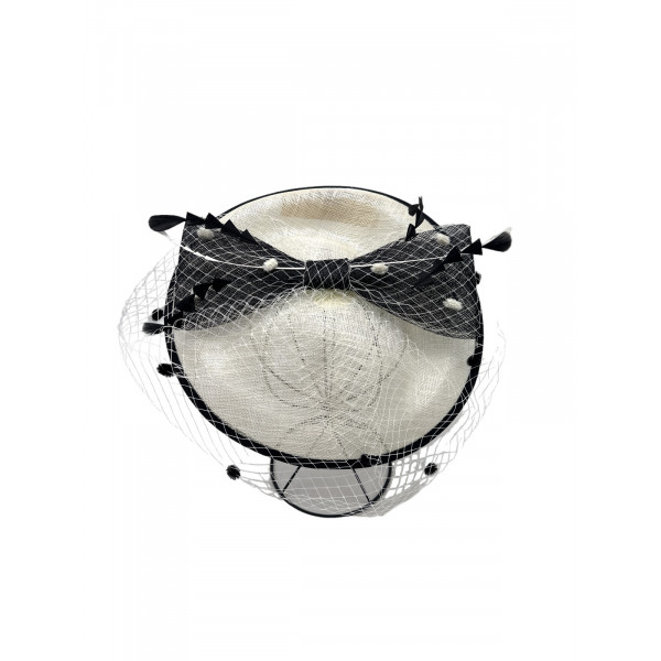 Fascinateur Bibi de cérémonie motif noeud et tulle coloris beige - Chapo & Co