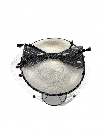 Fascinateur Bibi de cérémonie motif noeud et tulle coloris beige - Chapo & Co