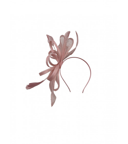 Bibi pour cérémonie forme serre-tête coloris rose poudre - Chapo & Co