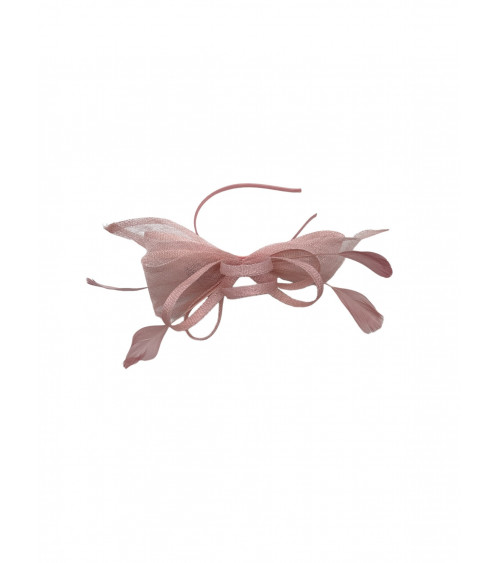 Bibi pour cérémonie forme serre-tête coloris rose poudre - Chapo & Co