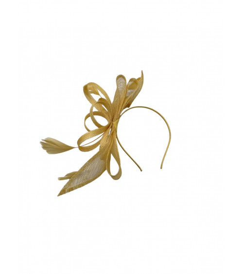 Bibi pour cérémonie forme serre-tête coloris jaune pâle - Chapo & Co