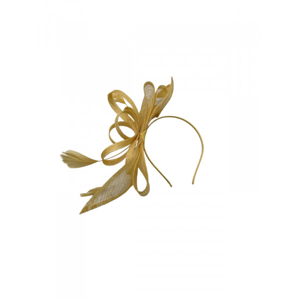 Bibi pour cérémonie forme serre-tête coloris jaune pâle - Chapo & Co