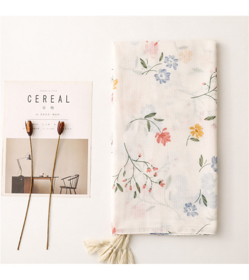 Foulard femme en coton coloris blanc imprimé fleurs - Chapo & Co